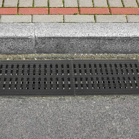 DINHEAROM 1Pack Channel Drain Grate Cover in Black Plastic for Garage and Basement 12.2x7.9x0.9in