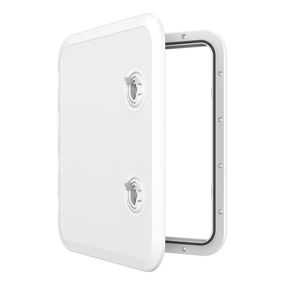 SEAFLO Locking Marine Boat Deck Rectangular Access Hatch - 18.11" x 20.47" (460mm x 510mm) with Lock and Keys, 180° Opening Lid, Non-Skid, Corrosion and UV Resistant, 4-Year Warranty! (White/Lock)