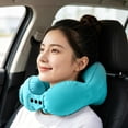thumbnail image 4 of Press - to - Inflate Inflatable U - Shaped Neck Pillow, Portable Waterproof Travel Support Cushion, Firm Breathable Cozy PVC Material for Travel Office Rest,Light Blue, 4 of 6