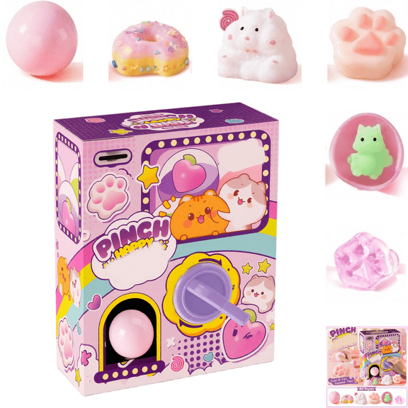 6PCS Squishy Capsule Toys for Kids, Mini Vending Machine Toy Set, Soft Stress Relief Squishies Party Favors, Classroom Rewards & Birthday Christmas Gifts