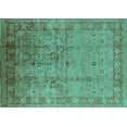 thumbnail image 1 of Ahgly Company Machine Washable Indoor Rectangle Oriental Turquoise Blue Industrial Area Rugs, 8' x 10', 1 of 4