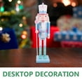 thumbnail image 3 of Yardwe Wooden Nutcracker Christmas Decoration Blue Desktop Holiday Ornament, 3 of 6