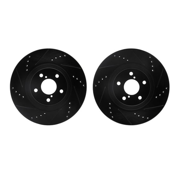 Dynamic Friction Company Front Brake Rotors-Drilled and Slotted-Black 8002-13002
