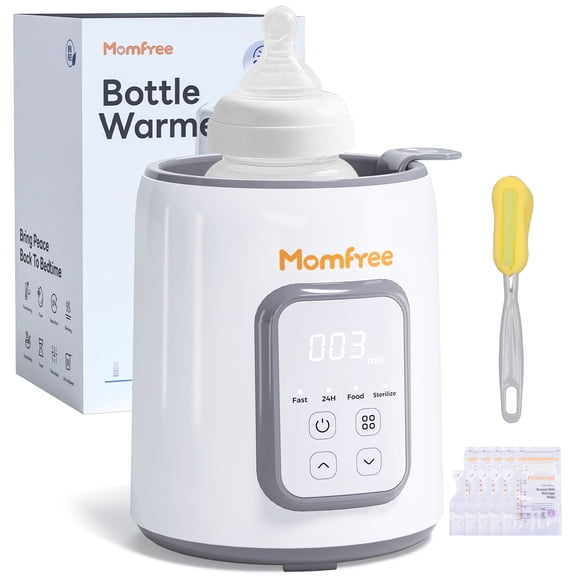 Momfree Baby Bottle Warmer,8-in-1 Baby Milk Warmer with Smart Temperature Control Fast Baby Food Heater,Automatic Shut-Off Breastmilk Warmer,Steam Sterilizer,with Defrost Keep for All Bottles