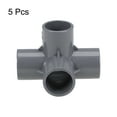 thumbnail image 3 of Conector de tubería en forma de codo de 4 vías Uxcell, grado de muebles, tamaño de tee de 3/4 pulgadas, accesorios en gris, paquete de 5, 3 of 3