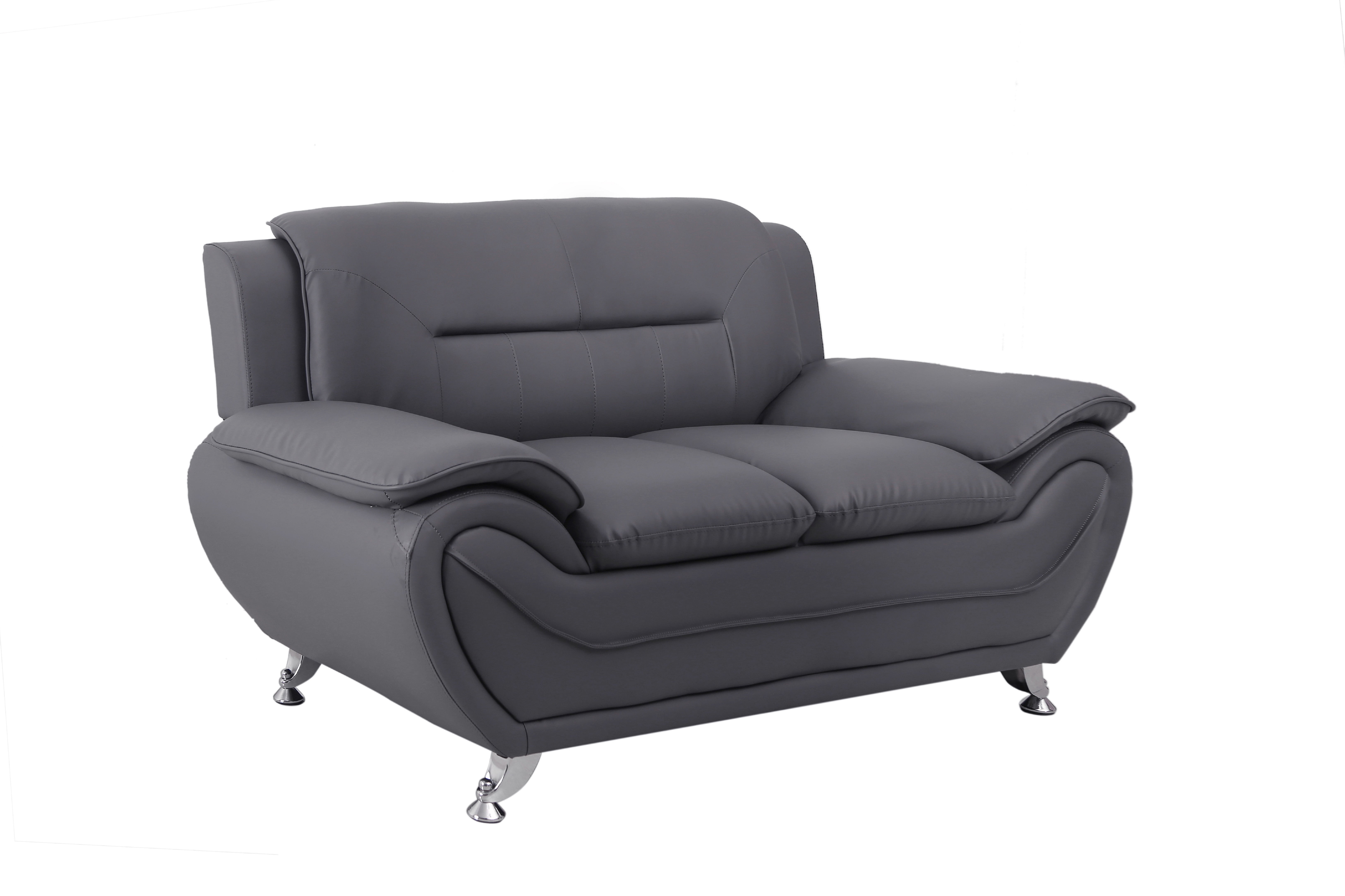 Uspridefurniture Sanuel 61.3" Faux Leather Pillow Top Arm Loveseat -Gray