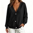thumbnail image 5 of Womens Fall Cardigan Sweatshirt Oversized V Neck Button Down Long Sleeve Winter Casual Open Front Pocket Jacket, 5 of 8