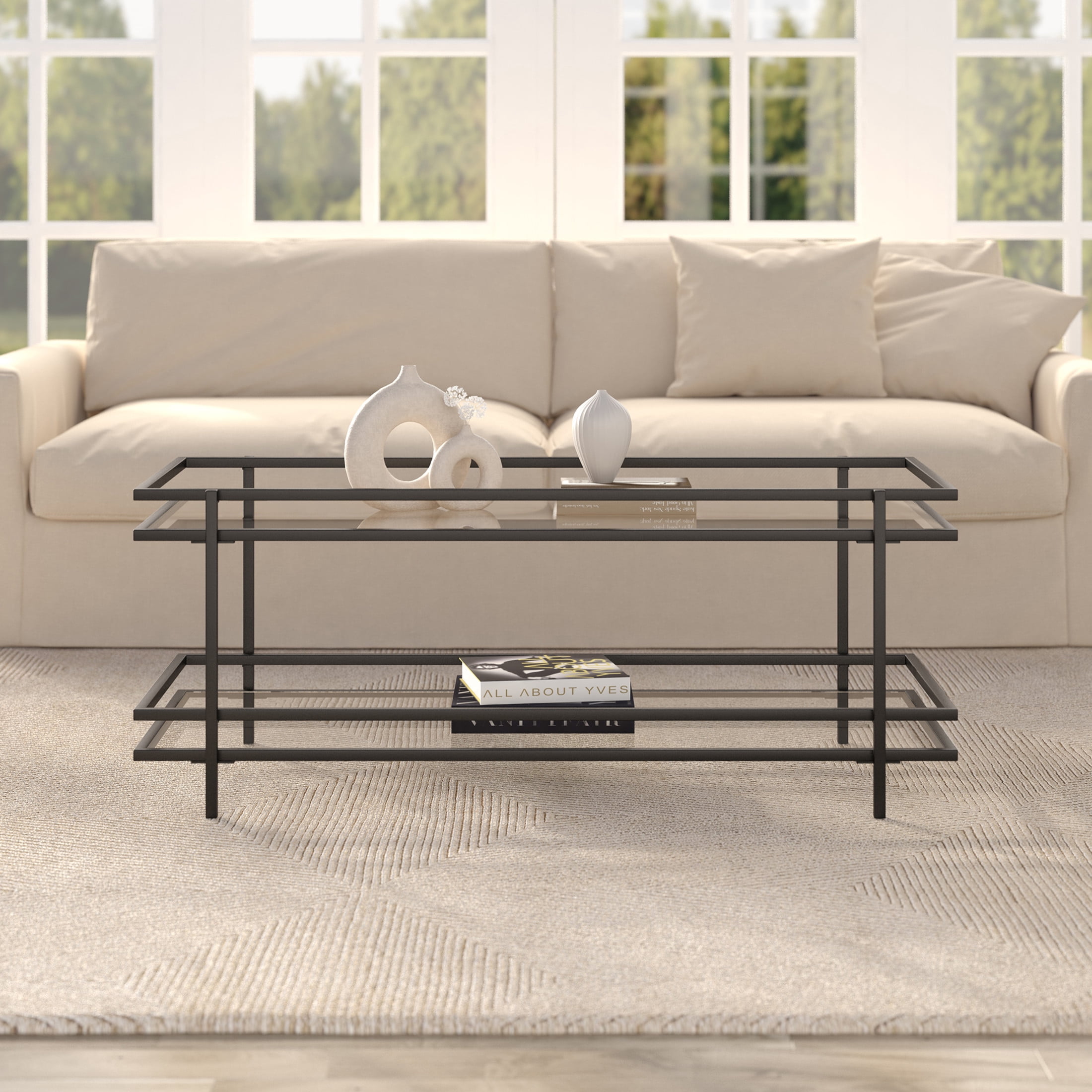 Evelyn&Zoe Robillard 45" Wide Rectangular Coffee Table in Blackened Bronze