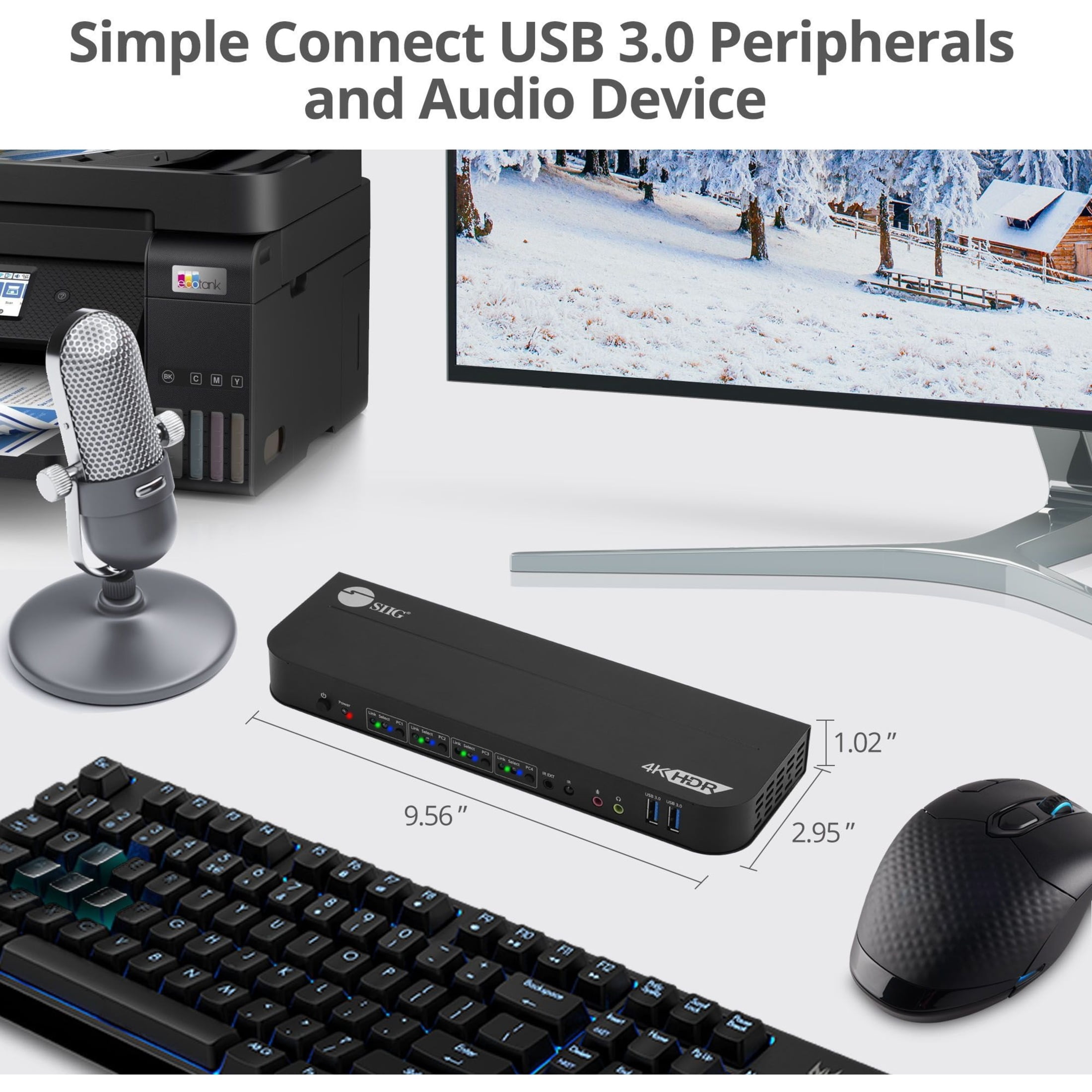 SIIG 4x1 DisplayPort 4K KVM USB 3.0 Switch with Remote Control - Allows you to control 4 DisplayPort 1.4 computers using one keyboard and mouse, DP 1.4/8K@30, HDMI 4K@60, USB 3.0 ports, 3.5mm Phone...