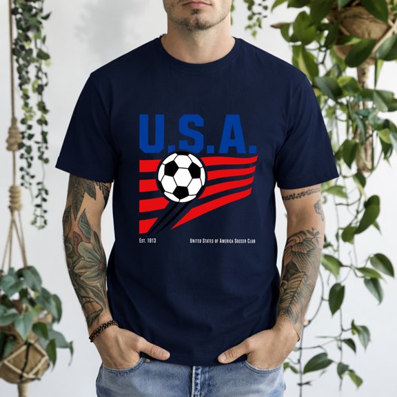 USA Soccer Shirt Men, US Soccer Men T-Shirt, Cotton Crew Neck Short Sleeve Tee, Team USA Fan Shirt S-5XL