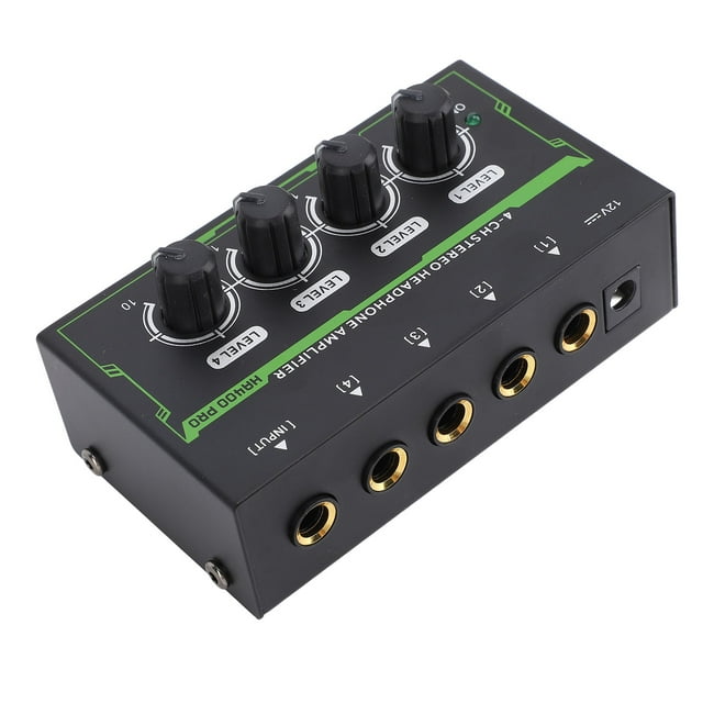 4 Channel Stereo Headphone Amplifier with RGB Lights, Low Noise Studio Headphone Splitter for Home and Mixing, Clear Sound and Wide Dynamic Range, Personalized Listening Experience