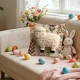 thumbnail image 4 of Easter Bunny Pillow Cover 18x18 Inch, Faux Embroidery Printed Farm Animal & Floral Design Spring Decorative Cushion Cover for Sofa, Bedroom,D, 4 of 6