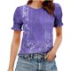 thumbnail image 2 of Xuyuer Women's Shirts Summer Cute Floral Print Tops Short Sleeve Crewneck Blouses Short Sleeve Crew Neck Shirts Dressy Casual Blouses for Women, 2 of 6