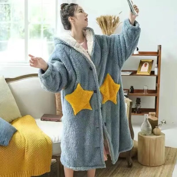 Camisón grueso y cálido de franela para mujer, Pijama largo con capucha de Animal, bata de Cosplay, ropa de dormir de felpa, Invierno