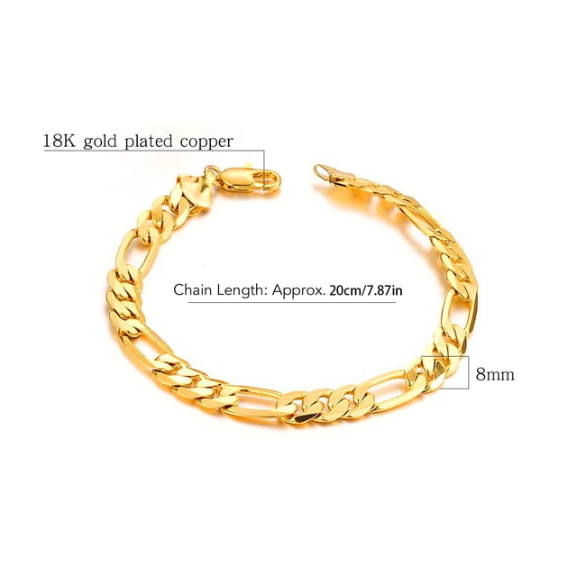 Brazalete de la Cadena de Oro, Pulsera de Oro Mano de Obra de Acero inoxidable Elegante para Hombres para Fiesta