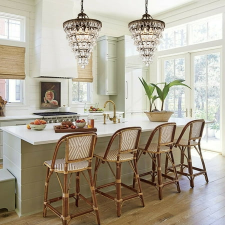 

UL Listed 4-Light Crystal Chandelier Ceiling Fixture Pendant Lamp For Home Decor Bedroom Restaurant