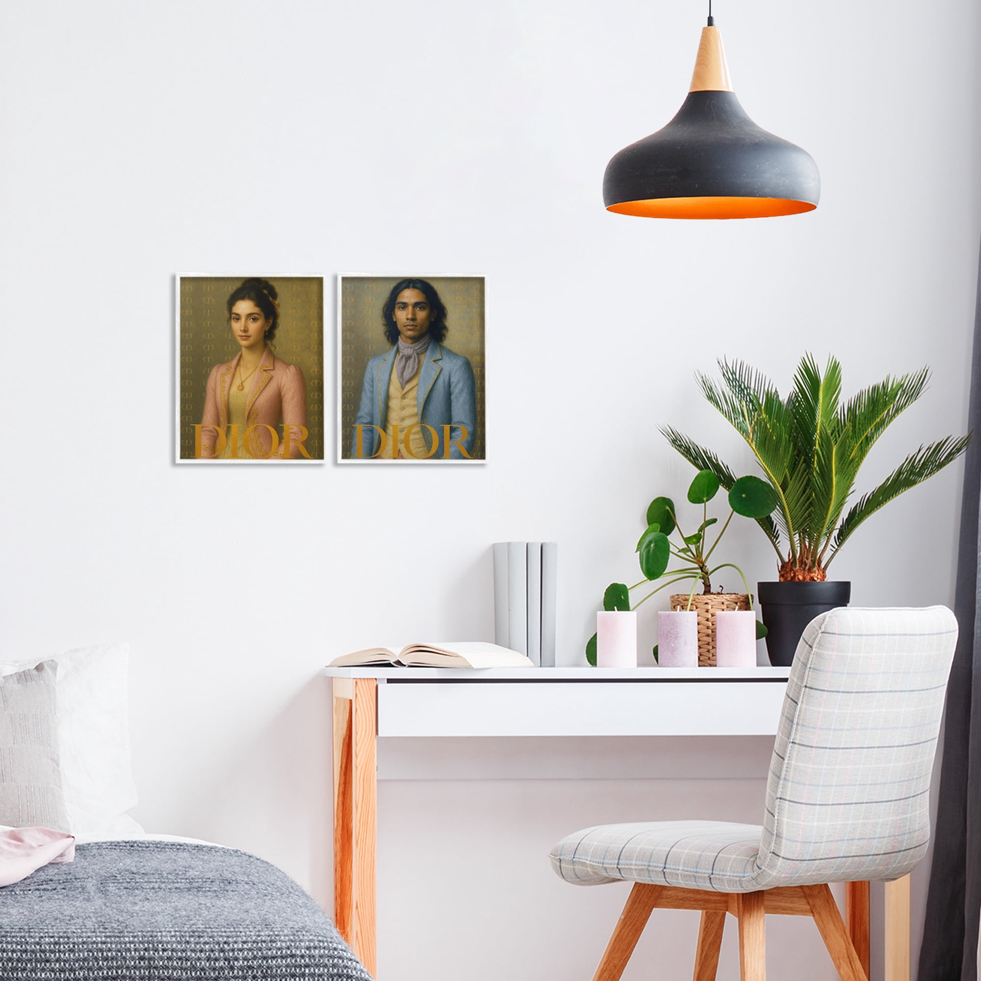 Stupell Industries Iconic Vintage Fashion Models 2 Piece White Framed Giclee Art Set, design by Grotto Studios