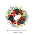 thumbnail image 3 of Corona de flores artificiales para la puerta principal, vegetación de 18 pulgadas y decoración de hojas para colgado en primavera, verano, bodas o interiores, 3 of 8