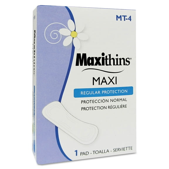 Maxipad Sanitary 250pk White, 4.25" Length x 3.25" Width x 1" Height