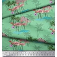 thumbnail image 3 of Soimoi Green polyester Crepe Fabric Palm Tree, & Flamingo Bird Print Fabric by Yard 42 Inch Wide, 3 of 3