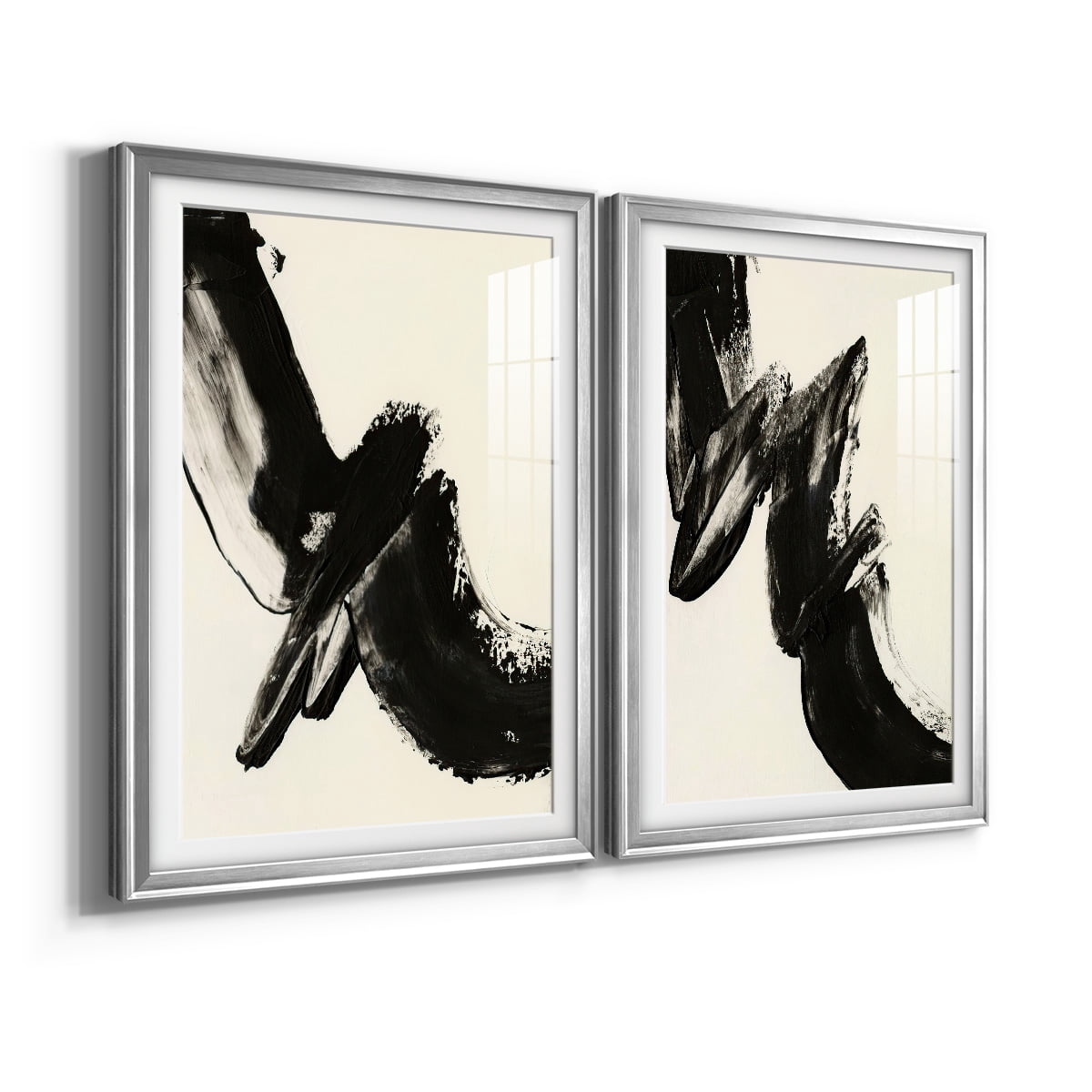 Wexford Home Black Expression I Premium Framed Print, 26.5" x 36.5" - Ready to Hang, Silver (Set of 2)
