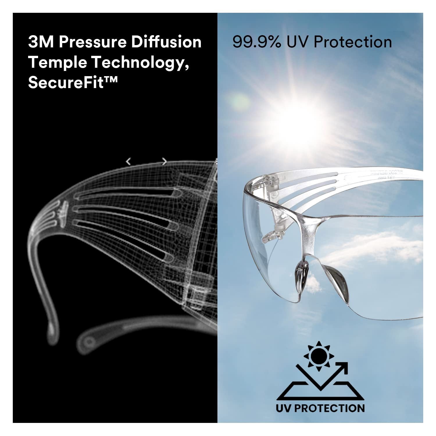 SecureFit™ 200 Series Safety Glasses, Frameless/Wrap-Around, Clear, Anti-Fog/Anti-Scratch