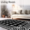 thumbnail image 2 of ODIKA 3'x5' Machine Washable Non-Slip Area Rug, Gothic Revival Interlocking Baroque Scrollwork High Traffic Rug, Black, 594437, 2 of 7