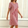 thumbnail image 6 of Snorda Summer Dress for Women Striped Dress Crew Neck Short Sleeve Patchwork Dresses Casual Loose Soft Breathable Dresses for Women All-Day Comfortable Wear, 6 of 7
