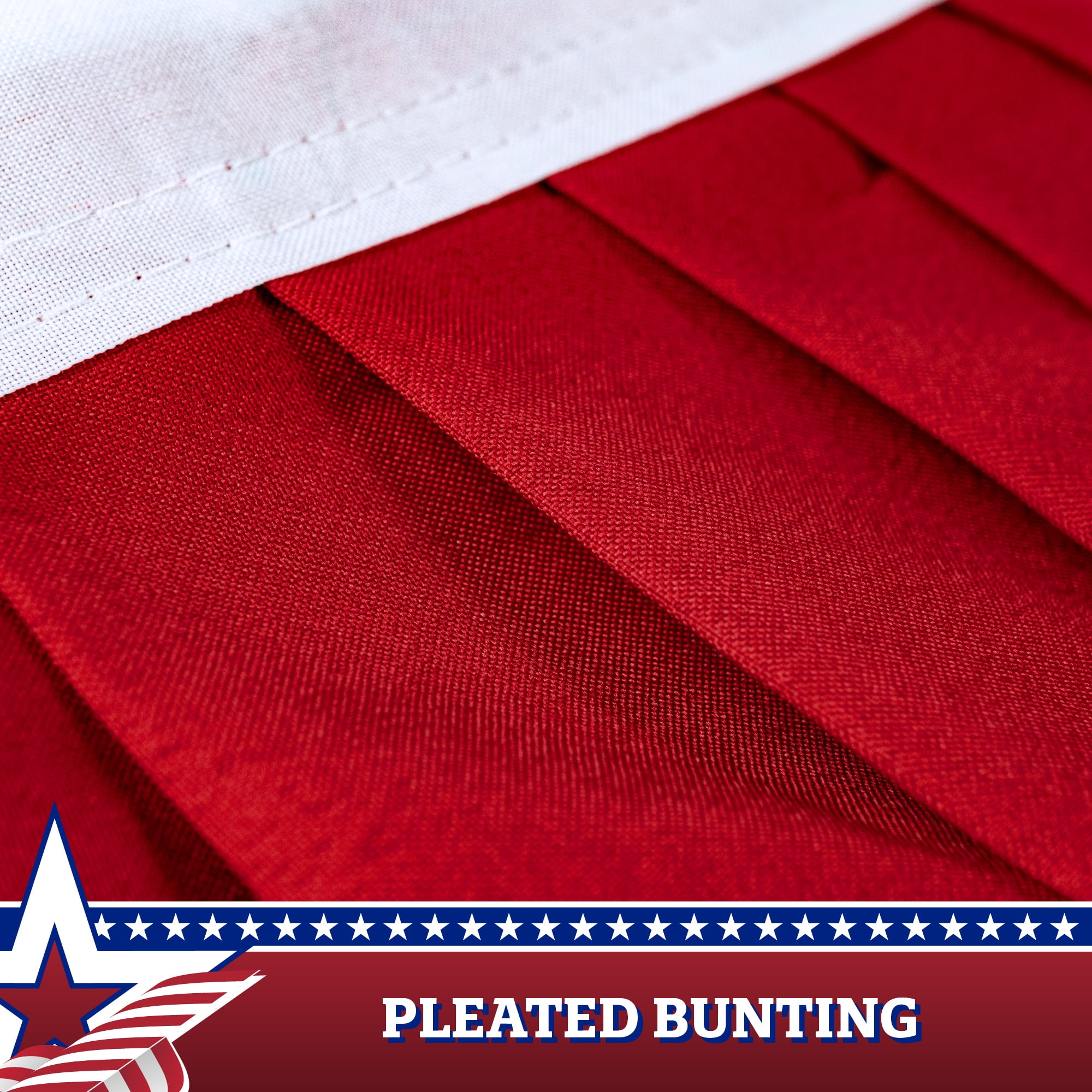 G128- 3x6 Ft US American Pleated Fan Flag Embroidered 210D 4th of July Patriotic Decoration Bunting