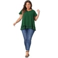 thumbnail image 3 of DARING DIVA Women's Plus Ruffle Short Sleeves V Neck Chiffon Blouse 3X Green, 3 of 6