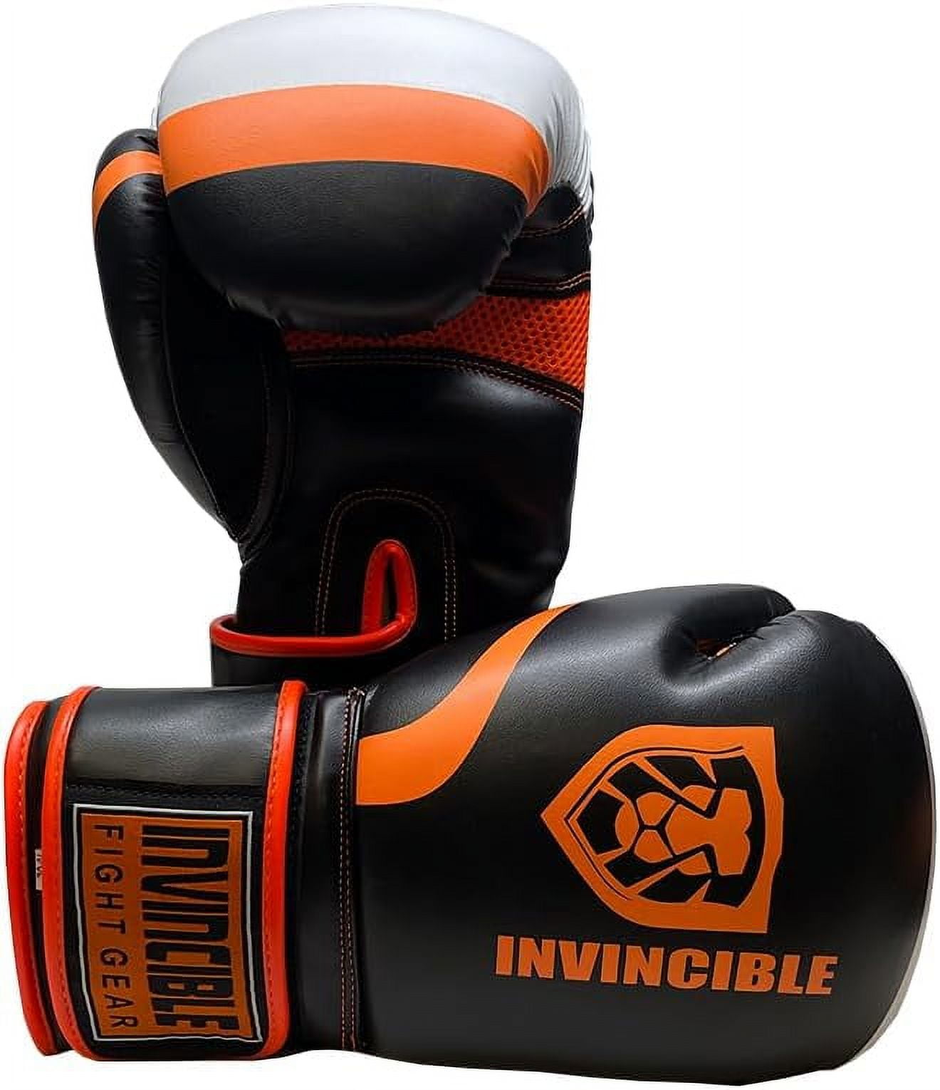 Invincible Fight Gear Standard Leather Hook and Loop Training Boxing Gloves in Ideal for Boxing, Kickboxing, Muay Thai, MMA for Men Women and Kids