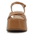 thumbnail image 2 of Soda Women Wedge Sandals Open Toe Ankle Strap Crisscross Platform TECNO-S Light Brown Tan Camel 8.5, 2 of 5
