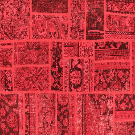 Ahgly Company Indoor Square Patchwork Red Transitional Area Rugs, 7' Square