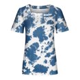 thumbnail image 4 of Camisetas informales de verano para mujer, cuello cuadrado, manga corta, túnica, blusas sueltas y cómodas OAVQHLG3B Store  lin121212, 4 of 4