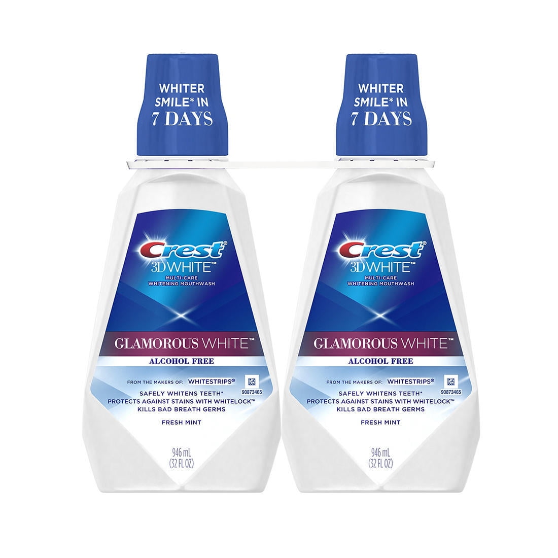 Crest 3D White Alcohol-Free Whitening Mouthwash, Fresh Mint, 2 Pk, 32 oz