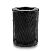 Alpine Outdoor Trash Can 36 Gallon Diamond Steel Commercial Metal Waste Bin with Leak Proof Liner, Heavy Duty Steel Mesh Design, Flat Wide Open Top Lid for Parks, Streets, and Public Spaces-Black