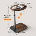 thumbnail image 3 of TV Tray Table with Infinite Adjustable Height - C-Shaped Sofa End Side Table for Snack Laptop Desk Small Spaces (Brown), 3 of 9