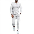 thumbnail image 2 of SOOMLON Men's Gym Running Fitness Workout Clothes Outfit 2 PCS Shirts Pants Shirt Top Set Y2k Pants Sports Suit Slim Fit Fitness Running Two Piece Set White M, 2 of 5