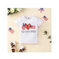 thumbnail image 4 of Gureui Kids Baby Girls Boys  Independence Day Two-Piece Suit, Toddler Kid Letter Flag Print Short Sleeve Tops + Patchwork Pattern Shorts, 4 of 9
