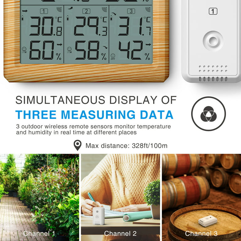 ORIA Hygrometer Thermometer Digital LCD Thermometer Indoor Outdoor Wireless  Sensor Temperature Humidity Monitor Remote Control - AliExpress