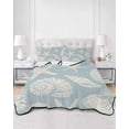 thumbnail image 2 of Quilts Full Size Bedding Set, Light Blue Starfish Coastal Lightweight Quilted Comforter, Shell Summer Beach Nautical Soft Reversible Bedspread Coverlet with Pillow Covers for All Season, 78" x 90", 2 of 7