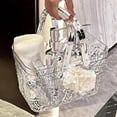 thumbnail image 2 of Clear Plastic Handheld Storage Basket with Handle | Wrinkle Texture Design for Bathroom & Dressing Table Organization | 1-Piece Toiletries & Beauty Supplies Organizer, 2 of 5