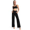 thumbnail image 4 of Pantalones para Mujer Promover Petite Pierna Ancha Negros con Bolsillos, 4 of 5