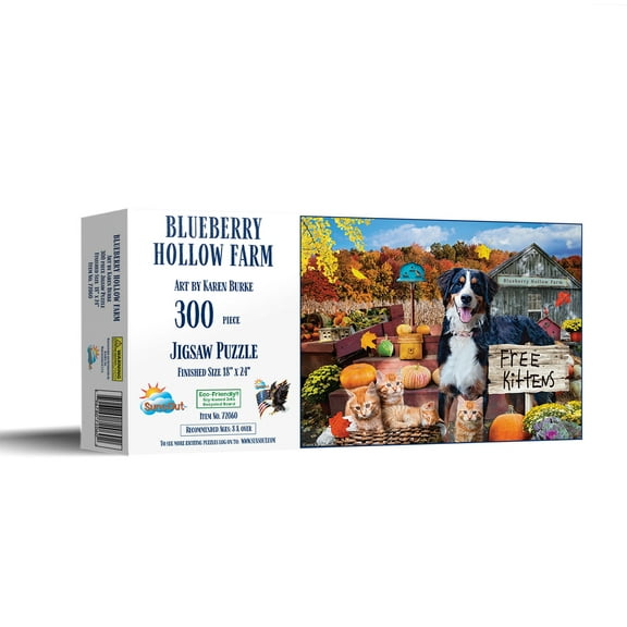 SUNSOUT INC - Blueberry Hollow Farm - 300 pc Jigsaw Puzzle by Artist: Karen Burke - Finished Size 18" x 24" - MPN# 72060