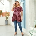 thumbnail image 7 of VEPKUL Plus Size Blouse for Women Short Sleeve Casual Shirt Tunic Tops Down Neck T-Shirt Loose Shirt T11-WineRed_1X, 7 of 7