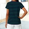 thumbnail image 5 of DHFJKG Women's Striped T Shirts Casual V Neck Short Sleeve Regular Fit Summer Top Casual Graphic Tee Comfortable Tops, 5 of 9