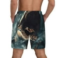 thumbnail image 2 of Lsque Mens Swim Trunks Wave Sailboat Shark Pattern - Bathing Suit Compression Liner - Beach Swim Shorts Swimwear - (S-3XL) - Stretch Quick Dry -XX-Large, 2 of 9