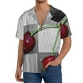 thumbnail image 7 of Lsque Cherries laid print Men's Cuban Collar Short Sleeve Shirt Summer Beachwear Casual Button Down Fashionable Vacation Leisure Shirt-XX-Large, 7 of 7