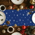 thumbnail image 5 of Navy Blue Christmas Dresser Scarf Farmhouse, Dining Table Decorations for Wedding/Parties, Xmas Elk Tree Snowflake Table Runner 72 Inches Long for Kitchen Dining, 13 x 72 In, 5 of 9