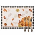 thumbnail image 2 of Fall Thanksgiving Placemats Set of 4 Pumpkin Maple Leaf Black Trellis Heat Insulated Linen Place Mats, Washable Stain-Proof Table Mats for Dining Tables Holiday Decor 13x19inch, 2 of 9